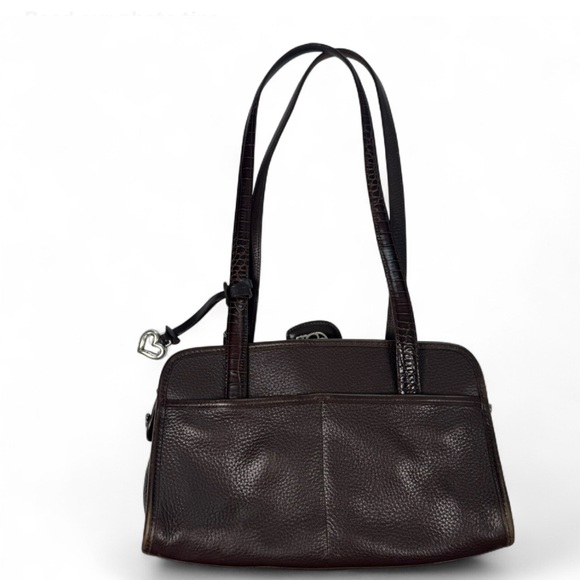 Brighton Pebbled Leather Croco Embossed Shoulder Bag Purse Handbag - Picture 3 of 11